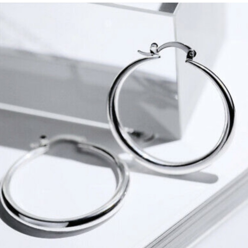 925 Silver 18k Yellow gold plated Hoop Earrings - Picture 3 of 4